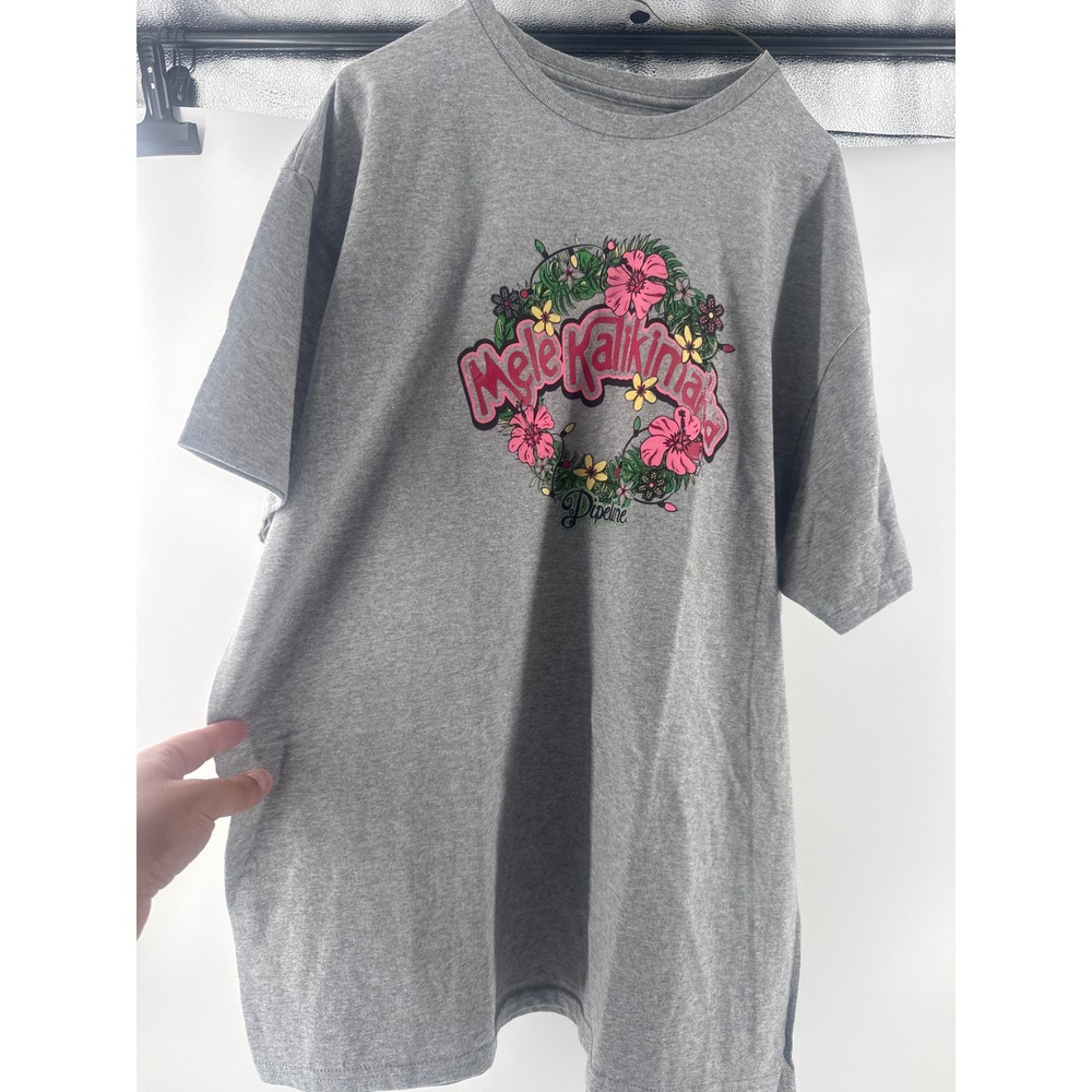 Pipeline Mele Kalikimaka Hawaiian Christmas T-Shirt Mens XL Gray Hibiscus